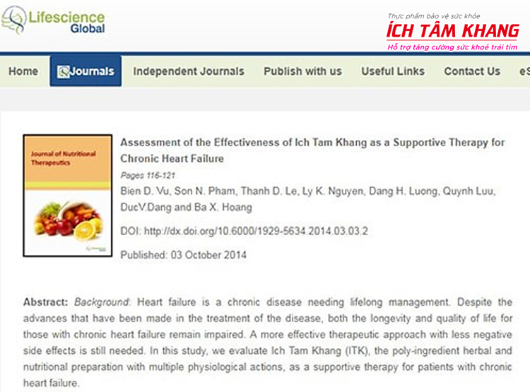 Ích Tâm Khang - Sản phẩm Việt Nam được đăng tải trên Tạp chí Quốc tế